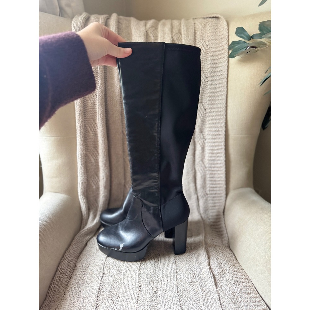 Mix No. 6 Zenah Black Platform Block Heel Knee High Boots Size 7.5 M6-ZENAH